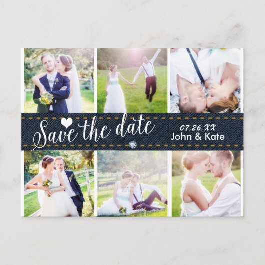 デニム ウェディング 6 写真 SAVE THE DATE はがき 案内ポストカード (正面)