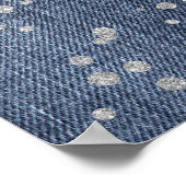 デニム、シルバー紙吹雪、ダイヤモンドティアラ歓迎サイン ポスター (角)