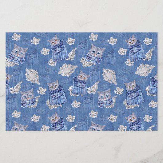 デニム・ジーンのポケット、子猫、レース (正面)