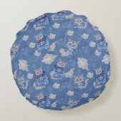 デニム・ジーンのポケット、子猫、レース ラウンドクッション (裏面)