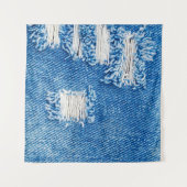 デニム・ジーンズの穴。破壊された破れた青いジェ タペストリー (正面(横))