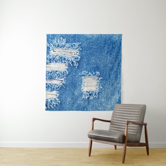 デニム・ジーンズの穴。破壊された破れた青いジェ タペストリー (インサイチュ)