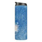 デニム・ジーンズの穴。破壊された破れた青いジェ タンブラー (回転右)