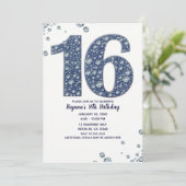デニム&ダイアモンズきらきら光るスパークルスウィート16誕生日 招待状 (スタンド正面)