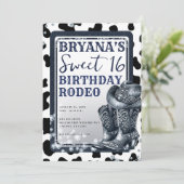 デニム&ダイアモンズウエスタングラム女性のカーボーイスウィート16 招待状 (スタンド正面)