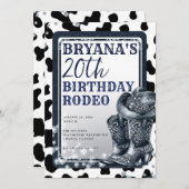 デニム&ダイアモンズウエスタングラム女性のカーボーイブーツハット 招待状 (正面/裏面)