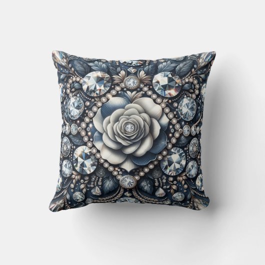 デニム&ダイアモンズグラムきらきら光るバラジュエリー クッション (裏面)