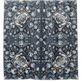 デニム&ダイアモンズグラムきらきら光るバラジュエリー シャワーカーテン (正面)