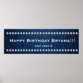 デニム&ダイアモンズグラムカスタムバースデーパーティーバナー ポスター (正面)