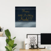 デニム&ダイアモンズグラムシきらきら光るックパーティーバナー ポスター (ホームオフィス)