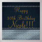 デニム&ダイアモンズグラムシきらきら光るックパーティーバナー ポスター (正面)