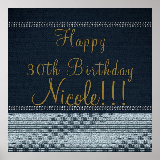 デニム&ダイアモンズグラムシきらきら光るックパーティーバナー ポスター (正面)