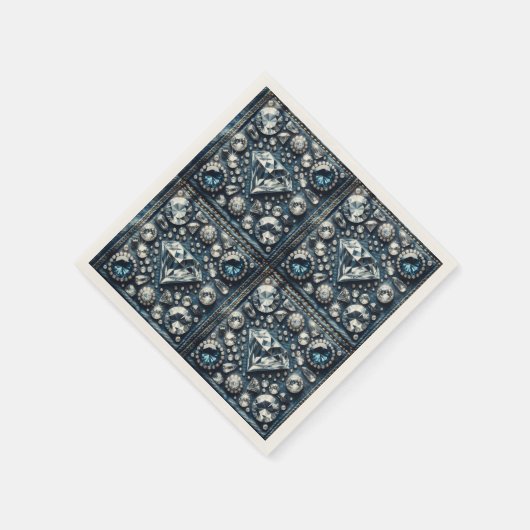 デニム&ダイアモンズグラムジュエリーきらきら光るバースデーパーティー スタンダードカクテルナプキン (角)