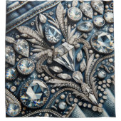 デニム&ダイアモンズジェムストーンきらきら光るジャン シャワーカーテン (正面)