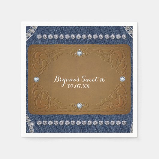 デニム&ダイアモンズジーンズラベルグラムパーティー スタンダードカクテルナプキン (正面)