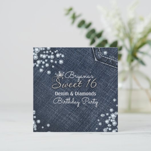 デニム&ダイアモンズスウィート16クラウンパーティの招待状 招待状 (スタンド正面)