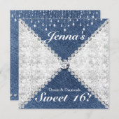 デニム&ダイアモンズスパークルきらきら光るパーティの招待状 招待状 (正面/裏面)