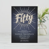 デニム&ダイアモンズファブルースグラム50誕生日 招待状 (スタンド正面)