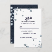 デニム&ダイアモンズブルージーンズきらきら光るグラムRSVP 出欠カード (正面/裏面)