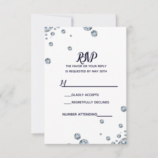 デニム&ダイアモンズブルージーンズきらきら光るグラムRSVP 出欠カード (正面)