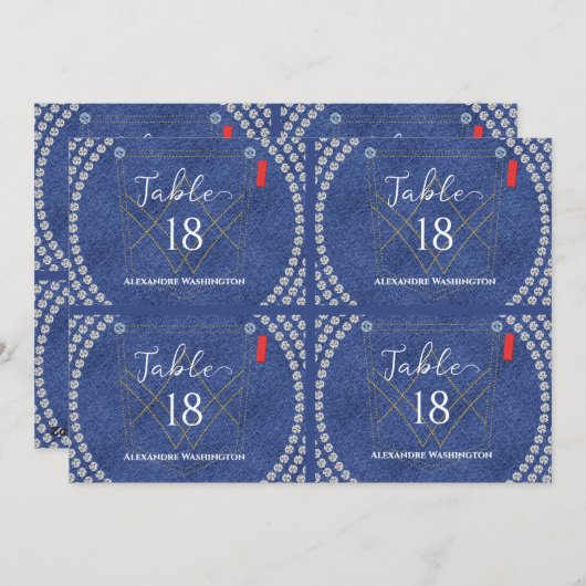 デニム&ダイアモンズブルージーンズきらきら光るパーティー座席表 シーズンカード (正面/裏面)