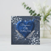 デニム&ダイアモンズブルーハートパーティの招待状 招待状 (スタンド正面)