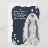 デニム&ダイアモンズモダング素朴ラムブライダルシャワー 招待状 (正面)