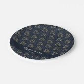 デニム&ダイアモンド金ゴールド&ブルーきらきら光るグラムパーティー ペーパープレート (アングル)