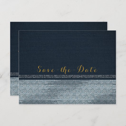 デニム&ダイヤモンドきらきら光るグラム日付パーティーの保存 案内ポストカード (正面/裏面)