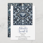 デニム&ダイヤモンドきらきら光るスウィート16バースデーパーティー 招待状 (正面/裏面)