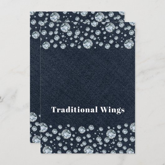 デニム&ダイヤモンドきらきら光るスパークルテーブルフードテント 招待状 (正面/裏面)