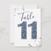 デニム&ダイヤモンドきらきら光るスパークルテーブル番号11 招待状 (正面)