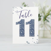 デニム&ダイヤモンドきらきら光るスパークルテーブル番号11 招待状 (スタンド正面)