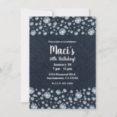 デニム&ダイヤモンドきらきら光るスパークルバースデーパーティーグラム 招待状 (裏面)