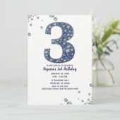 デニム&ダイヤモンドきらきら光るスパークル第3誕生日 招待状 (スタンド正面)