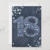 デニム&ダイヤモンドきらきら光るスパークル18th 18誕生日 招待状 (裏面)