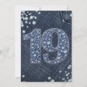 デニム&ダイヤモンドきらきら光るスパークル19th 19誕生日 招待状 (裏面)