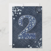 デニム&ダイヤモンドきらきら光るスパークル2回目の誕生日2 TWO 招待状 (裏面)