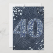 デニム&ダイヤモンドきらきら光るスパークル40th 40誕生日 招待状 (裏面)