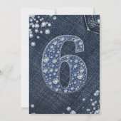 デニム&ダイヤモンドきらきら光るスパークル6th 6誕生日 招待状 (裏面)