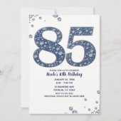 デニム&ダイヤモンドきらきら光るスパークル85th 85誕生日 招待状 (正面)