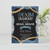 デニム·ダイヤモンドと金ゴールド·パールス招待状 招待状 (スタンド正面)