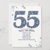 デニム & ダイヤモンドの煌めき 55歳の誕生日 招待状 (正面)
