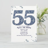 デニム & ダイヤモンドの煌めき 55歳の誕生日 招待状 (スタンド正面)