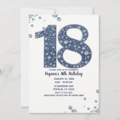 デニム & ダイヤモンドの輝き 18歳の誕生日 招待状 (正面)