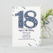 デニム & ダイヤモンドの輝き 18歳の誕生日 招待状 (スタンド正面)