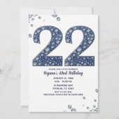 デニム & ダイヤモンドの輝き 22歳の誕生日 招待状 (正面)