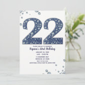 デニム & ダイヤモンドの輝き 22歳の誕生日 招待状 (スタンド正面)