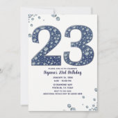 デニム & ダイヤモンドの輝き 23歳の誕生日 招待状 (正面)