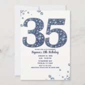デニム & ダイヤモンドの輝き 35歳の誕生日 招待状 (正面)